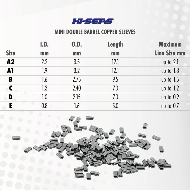 Hi-Seas Mini Double Barrel Copper Crimp Sleeves, 1.3 Millimeter Inside Diameter, 100-Pieces , Black - Image 3